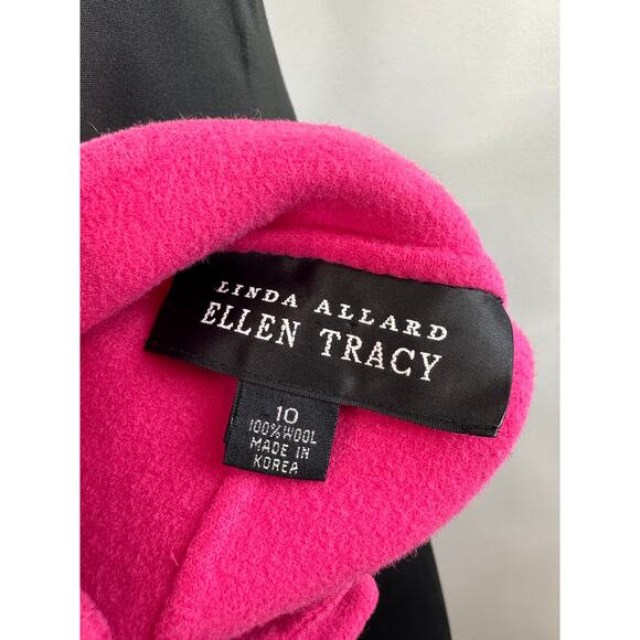 Linda Allard Ellen Tracy Bright Pink Walker Coat Wool Casual Mock Neck Size 10 - Picture 7 of 7